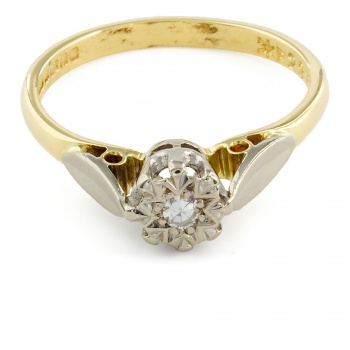 18ct gold 2 tone Diamond solitaire Ring size O½
